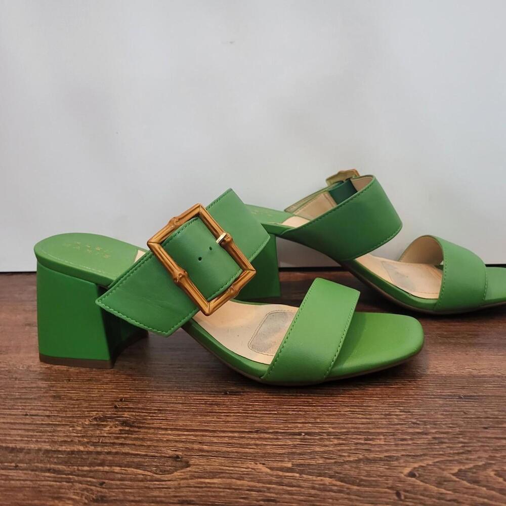 Alex Marie Alayne five leather block heel open-toe sandals with Bamboo Buckle
